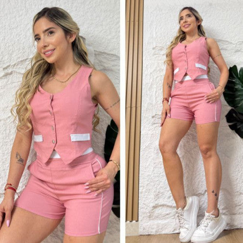 CONJUNTO 2 PRENDAS SHORT Y CHALECO TALLA UNICA