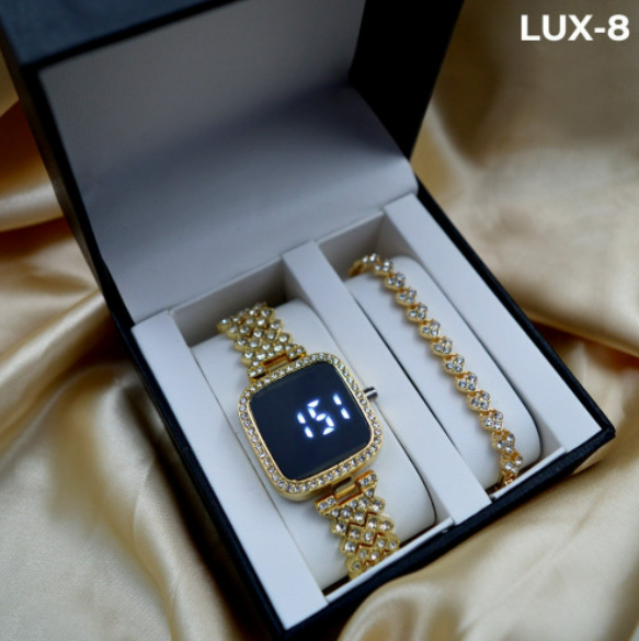 RELOJ LUX-8 LUXUR LED + PULSERA ESTUCHE DAMA