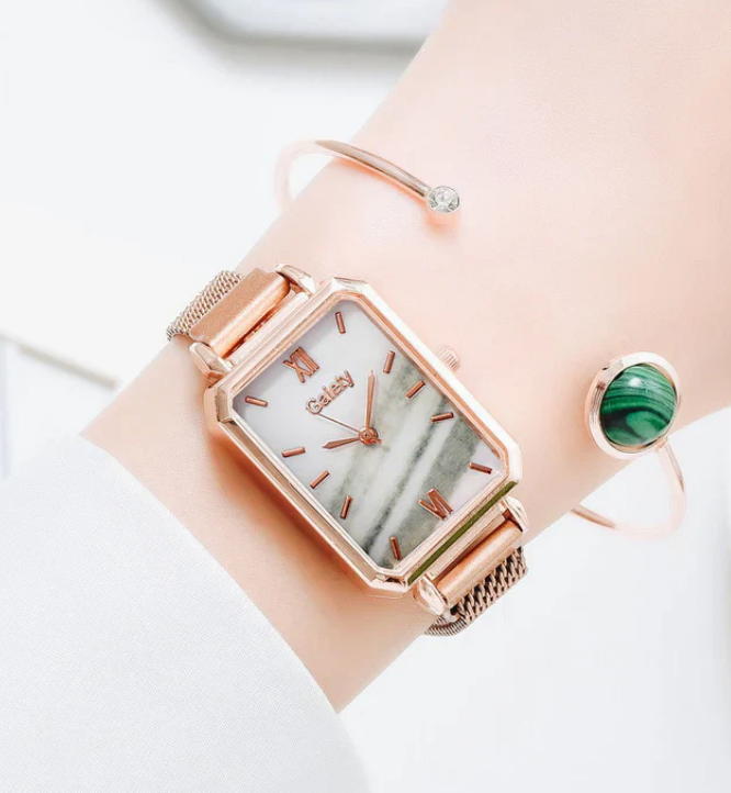 RELOJ ESMERALDA LUJOSO + BRAZALETE
