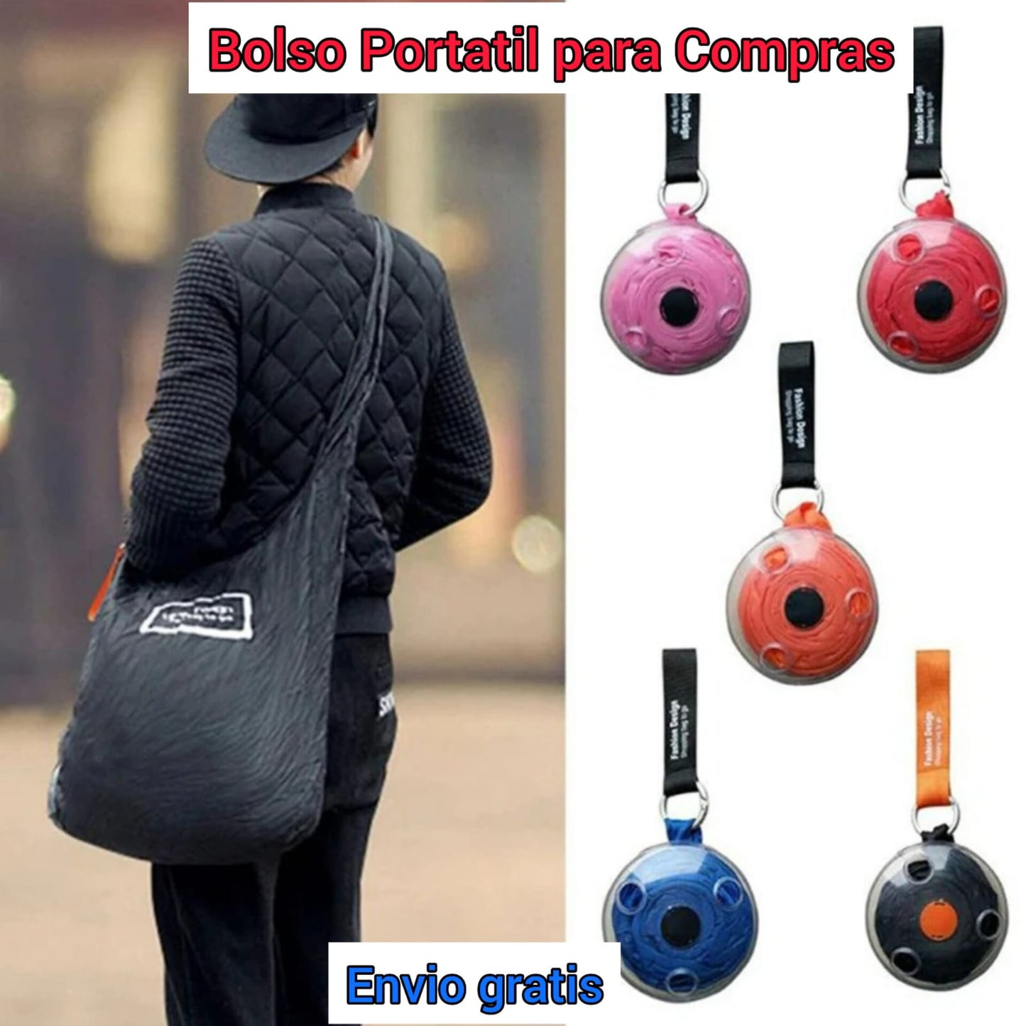 NUEVA BOLSA ENROLLABLE PORTATIL PARA COMPRAS