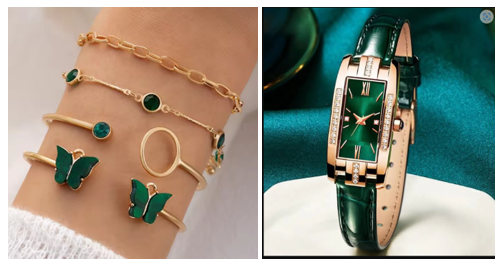 RELOJ DE MUJER RECTANGULAR + PULSERAS