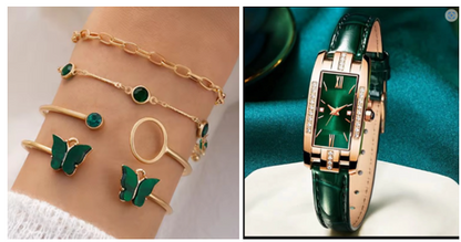 RELOJ DE MUJER RECTANGULAR + PULSERAS