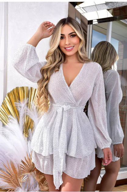 VESTIDO EN SEDA MANGA LARGA