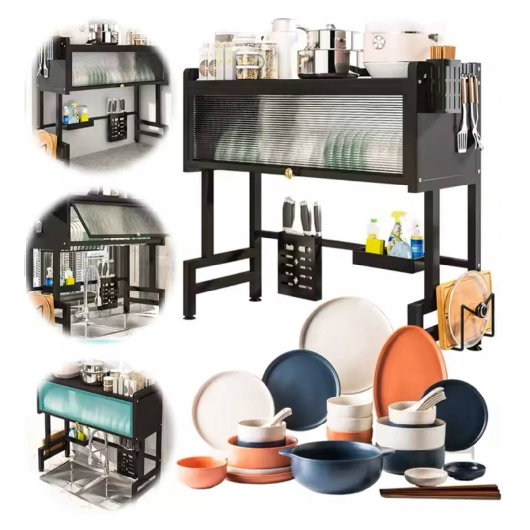 ESCURRIDOR ORGANIZADOR DE PLATOS CON TAPA