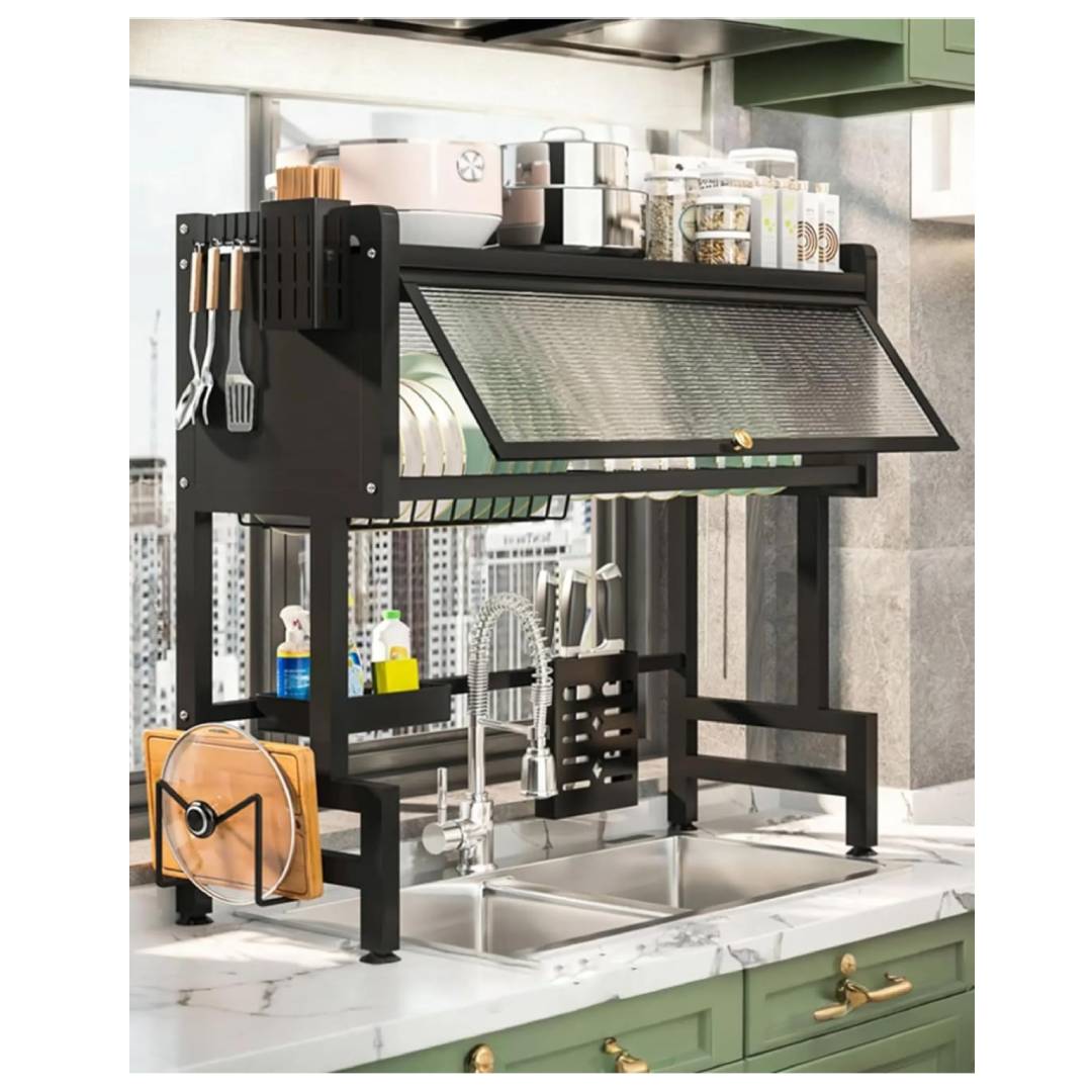 ESCURRIDOR ORGANIZADOR DE PLATOS CON TAPA