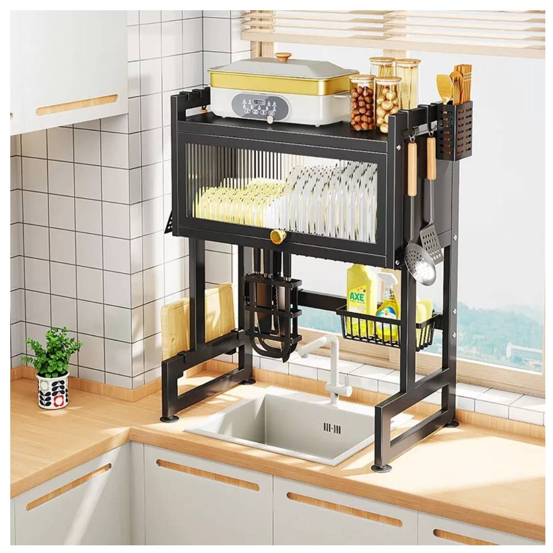 ESCURRIDOR ORGANIZADOR DE PLATOS CON TAPA