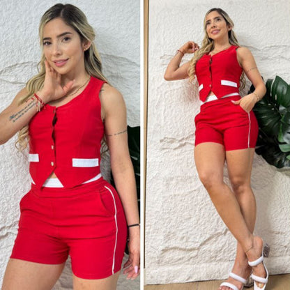 CONJUNTO 2 PRENDAS SHORT Y CHALECO TALLA UNICA