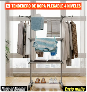 TENDEDOR DE ROPA PLEGABLE MULTIFUNCIONAL 50% OFF