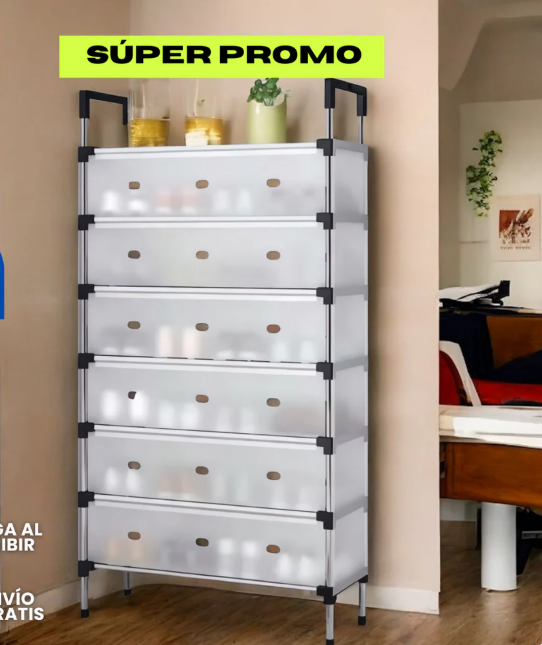 ZAPATERO 6 NIVELES CON TAPA + DE 18 PARES