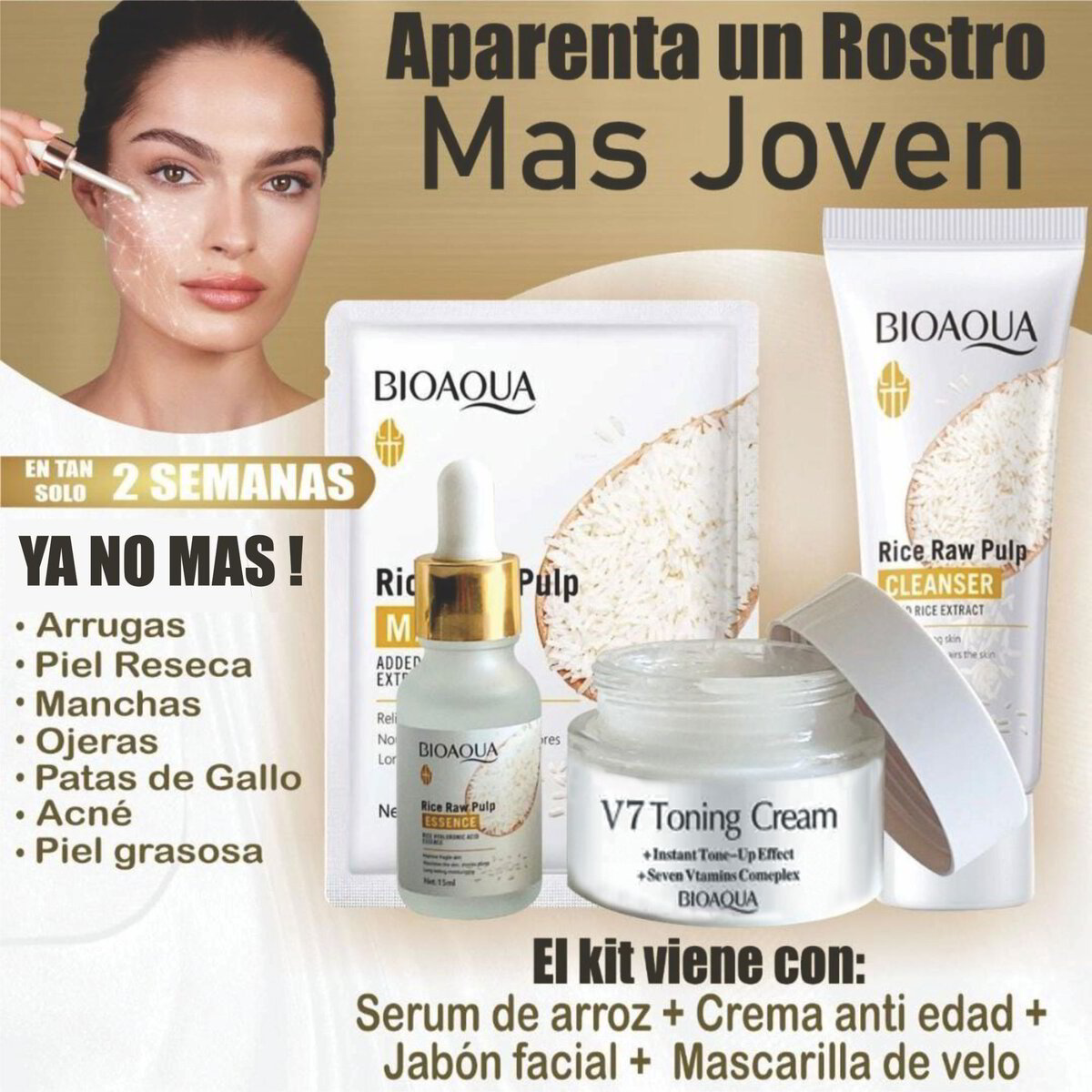 NUEVO KIT RUTINA FACIAL DE ARROZ X5