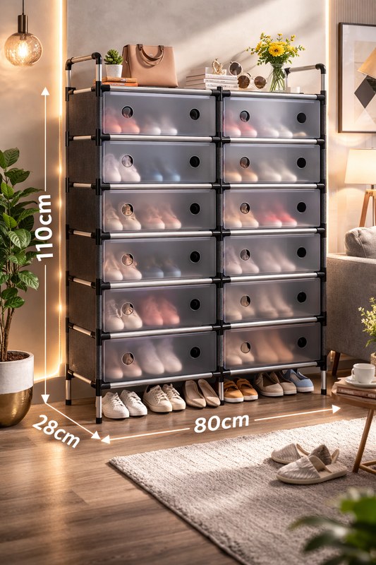 ZAPATERO DOS COLUMNAS 6 NIVELES CON TAPA + DE 24 PARES