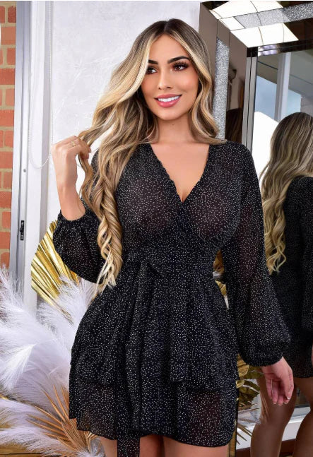 VESTIDO EN SEDA MANGA LARGA