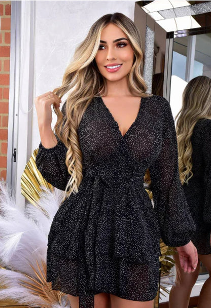 VESTIDO EN SEDA MANGA LARGA