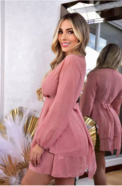 VESTIDO EN SEDA MANGA LARGA