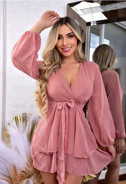 VESTIDO EN SEDA MANGA LARGA